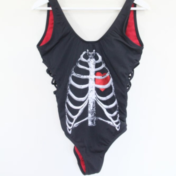 Hot Topic Other - Hot Topic One Piece Swimsuit Medium Skeleton Goth